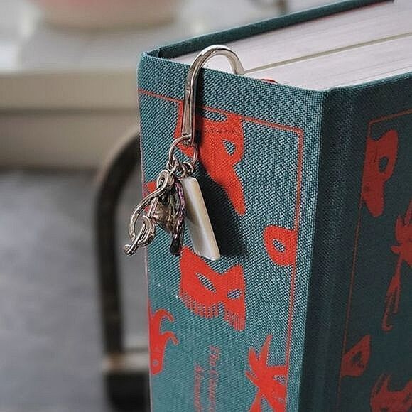 Vtg MOP & abalone silver tone metal charm bookmark - Picture 7 of 11